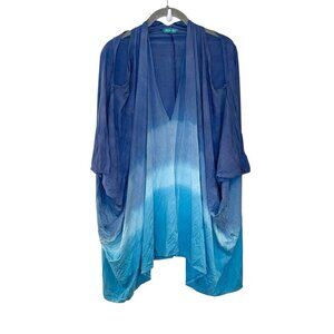 River+Sky Tie Dye Tunic USA Made Blue Vneck Tencel Stretch Boho Hippie Casual S
